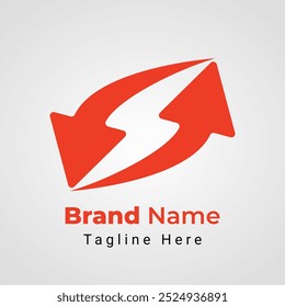 Bolt Light Arrow Logo, combination logo of two arrow arranged to form bolt light negative space