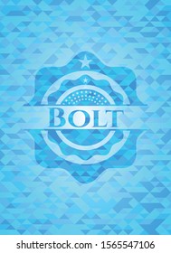 Bolt light blue emblem. Mosaic background