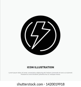 Bolt, Light, Voltage, Industry, Power solid Glyph Icon vector