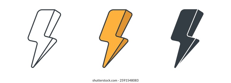 Bolt. Lightning, electric power icon symbol vector illustration isolated on white background