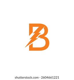 Bolt Lightning Letter B Logo design vector template
