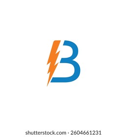 Bolt Lightning Letter B Logo design vector template