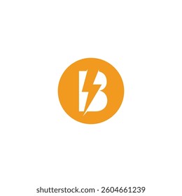 Bolt Lightning Letter B Logo design vector template