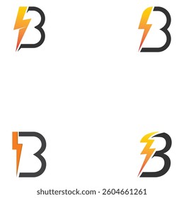 Bolt Lightning Letter B Logo design vector template