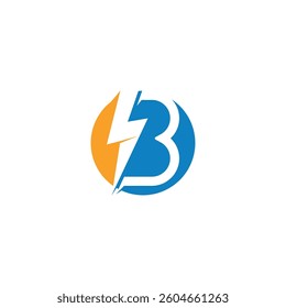 Bolt Lightning Letter B Logo design vector template