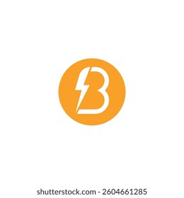 Bolt Lightning Letter B Logo design vector template