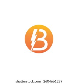 Bolt Lightning Letter B Logo design vector template