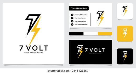 Bolt lightning with number 7. Electric logo vector number 7 vector illustration
