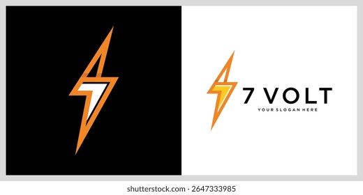 Bolt lightning with number 7. Electric logo vector number 7 vector illustration