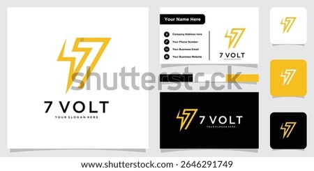 Bolt lightning with number 7. Electric logo vector number 7 vector illustration