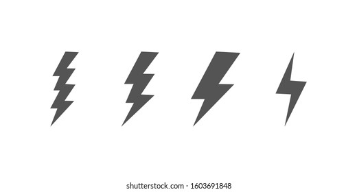 Bolt of lightning vector. Set of Lightning illustration. Streak of lightning sign. Electric bolt flash icon. Thunder strike logo. Charge flash icon. Thunderbolt Flash icon.