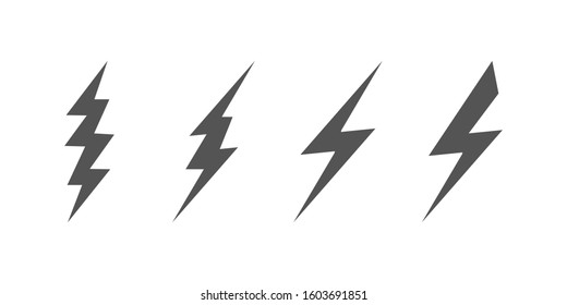 Bolt of lightning vector. Set of Lightning illustration. Streak of lightning sign. Electric bolt flash icon. Thunder strike logo. Charge flash icon. Thunderbolt Flash icon.
