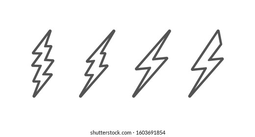 Bolt of lightning vector. Set of Lightning illustration. Streak of lightning sign. Electric bolt flash icon. Thunder strike logo. Charge flash icon. Thunderbolt Flash icon.