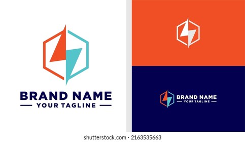BOLT LOGO HEXAGONAL ELECTRICITY SIMPLE EDITABLE