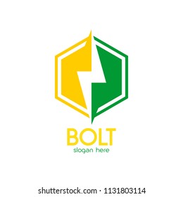 Bolt logo template, Energy emblem, Electricity icon, Power patch, Flash badge, Thunder vector illustration