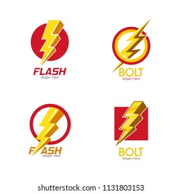 Bolt logo template, Energy emblem, Electricity icon, Power patch, Flash badge, Thunder vector illustration