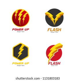 Bolt logo template, Energy emblem, Electricity icon, Power patch, Flash badge, Thunder vector illustration