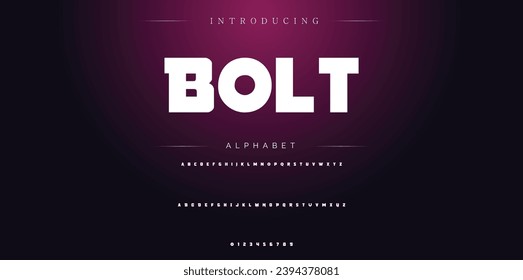 Bolt Modern Bold Font. Sans Serif Font. Regular Italic Uppercase Lowercase Typography urban style alphabet fonts for fashion, sport, technology, digital, movie, logo design, vector illustration