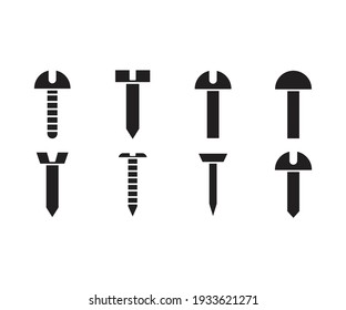 bolt and nail icons set vector