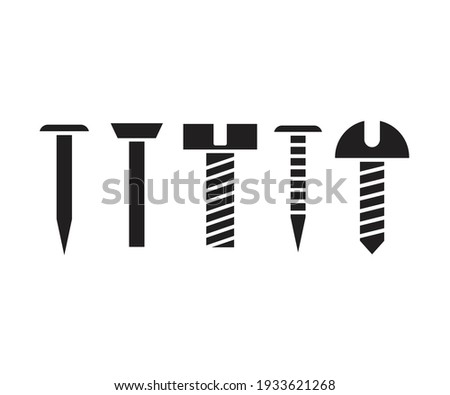 bolt and nail icons set vector