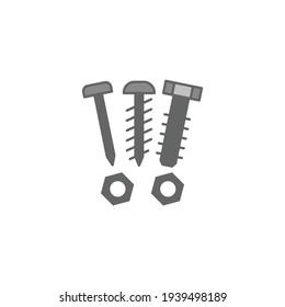 Bolt, Nail, Nut, Rivet, Screw Icon In Color Icon, Isolated On White Background 