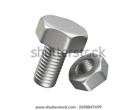 Bolt and Nut Fasteners for Construction and Repair icon 3d render illustration