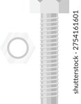 Bolt and Nut Flat Illustration Isolated on White Background