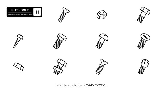 Bolt nut icon collection, vector icon templates editable and resizable