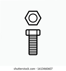 Bolt Nut Icon. Engineering or Construction Element Illustration As A Simple Vector Sign & Trendy Symbol for Design and Websites, Presentation or Mobile Application.  