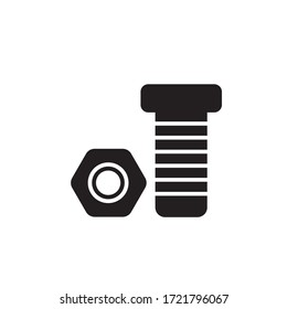 bolt and nut icon glyph design vector. isolated on white background