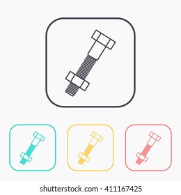 Bolt and nut icon, vector illustration