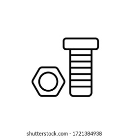 bolt and nut icon vector outline style design
