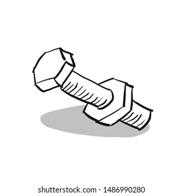 bolt and nut illustration doodle