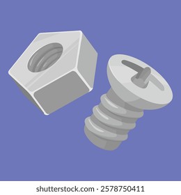 Bolt and Nut Illustration vector. nut bolt icon vector. mechanical nut bolt game icon