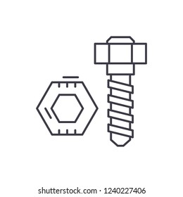Bolt and nut line icon concept. Bolt and nut vector linear illustration, symbol, sign