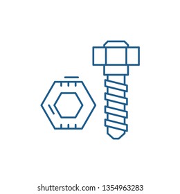 Bolt and nut line icon concept. Bolt and nut flat  vector symbol, sign, outline illustration.