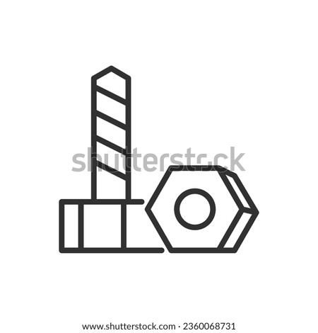 Bolt and nut, linear icon. Metalware. Line with editable stroke