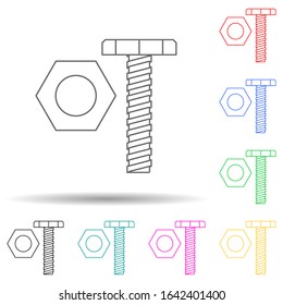 bolt and nut multi color style icon. Simple thin line, outline vector of home repair tool icons for ui and ux, website or mobile application