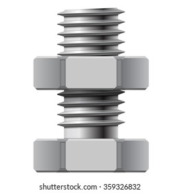 Bolt and nut on a white background. Vector illustration.