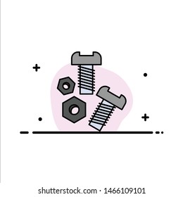 Bolt, Nut, Screw, Tools  Business Flat Line Filled Icon Vector Banner Template. Vector Icon Template background
