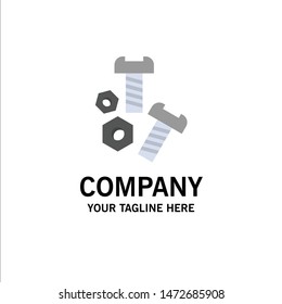 Bolt, Nut, Screw, Tools Business Logo Template. Flat Color