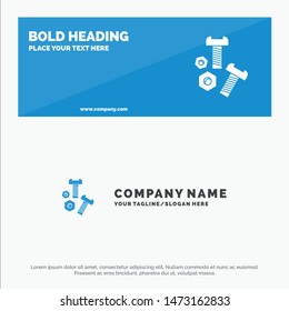 Bolt, Nut, Screw, Tools SOlid Icon Website Banner and Business Logo Template