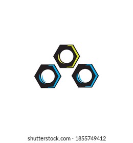 Bolt , nut and screw vector icon design
