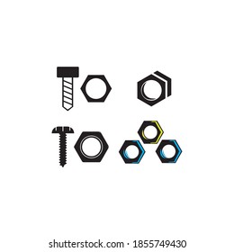 Diseño de iconos de los vectores de tornillos, tuercas y tornillos