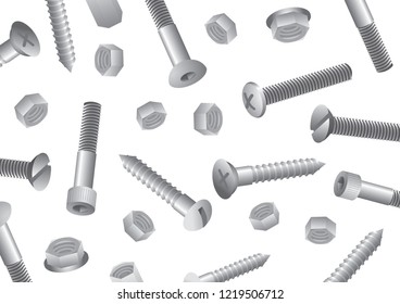 bolt & nut screws metal vector on white background design