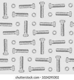 bolt and nut, seamless paatern. tool vector.