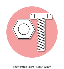 bolt and nut sticker icon. Simple thin line, outline vector of Home repair tool icons for ui and ux, website or mobile application