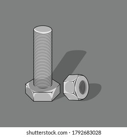 bolt and nut vector design , line art flat design style. great for template, icon, logo, sign, symbol, etc