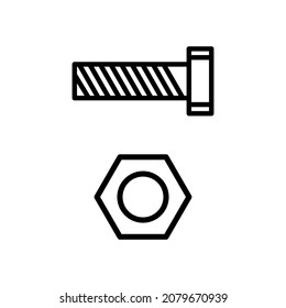 Bolt And Nut Vector Icon Illustration On White Background