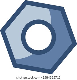 bolt nut vector icon, transparent background. replaceable blue color design